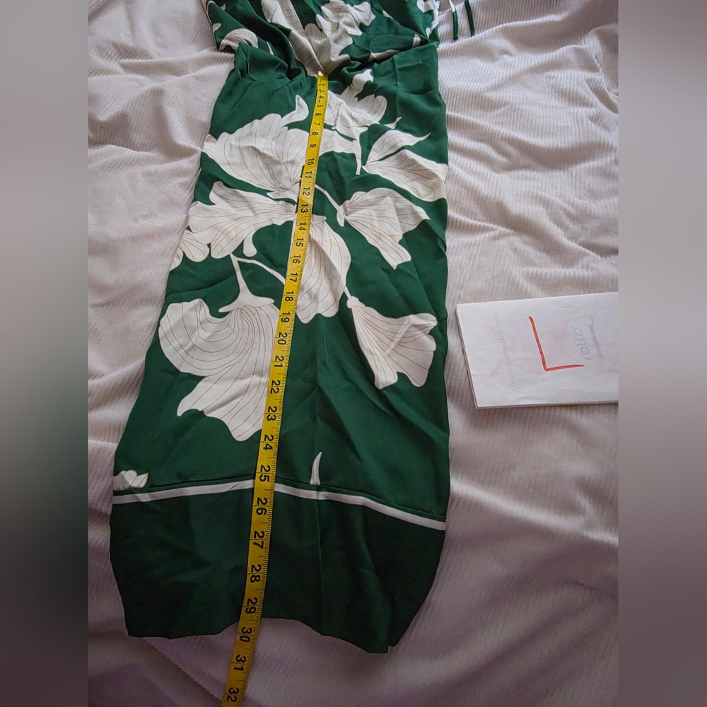 H&m Co-ord Set pajama style shirt × flowy pants floral green ecru BNWT - Picture 10 of 15